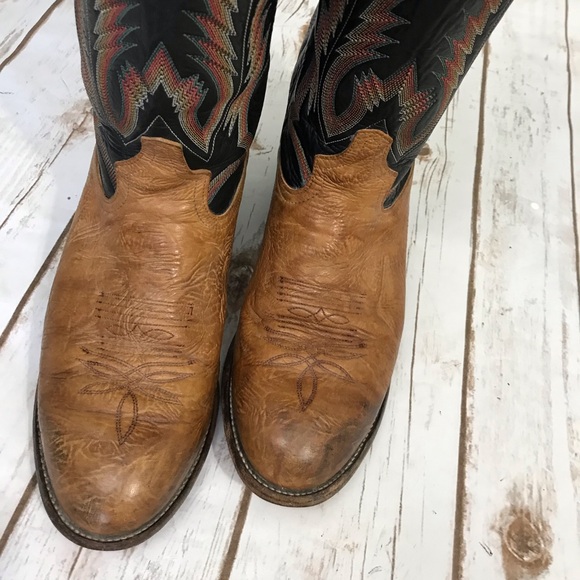 Tony Lama Cowboy Boots Size 10.5 mens Leather Western - Picture 11 of 17